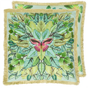 Celastrina Embroidered Turquoise Cotton Pillow