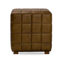 Carlo Leather Square Ottoman -Tuscany Chestnut
