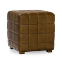 Carlo Leather Square Ottoman -Tuscany Chestnut