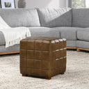 Carlo Leather Square Ottoman -Tuscany Chestnut