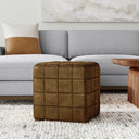 Carlo Leather Square Ottoman -Tuscany Chestnut