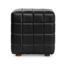 Carlo Leather Square Ottoman - Jet Black