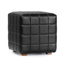 Carlo Leather Square Ottoman - Jet Black
