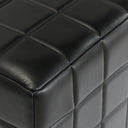 Carlo Leather Square Ottoman - Jet Black