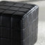 Carlo Leather Square Ottoman - Jet Black