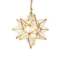Medium Clear Star Chandelier in brass with clear glass