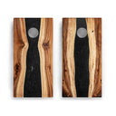 2x4 Black Epoxy Resin Live edge Cornhole Boards