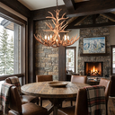 The Reagen 8 Light Tall Mule Deer Chandelier